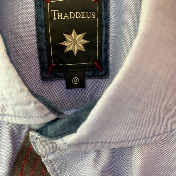 Thaddeus Casual Dress Shirt M Blue - Picture 3 of 3